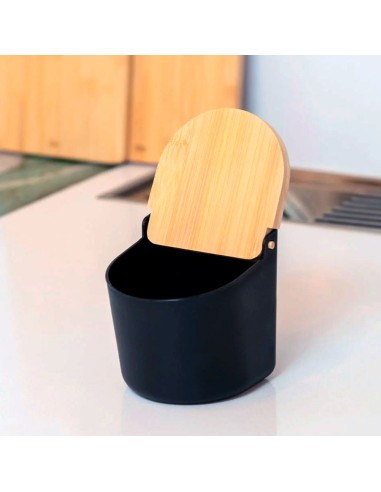 Saleiro com Tampa Bambu Preto Mesa Porta...