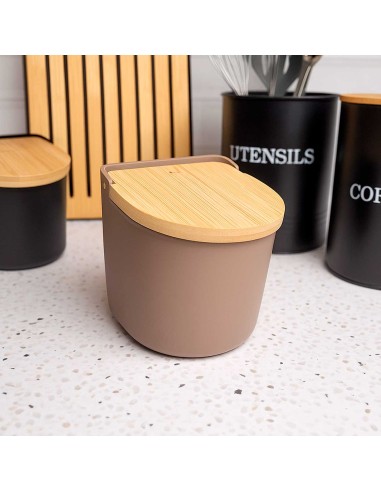 Saleiro com Tampa Bambu Marrom Mesa Porta...