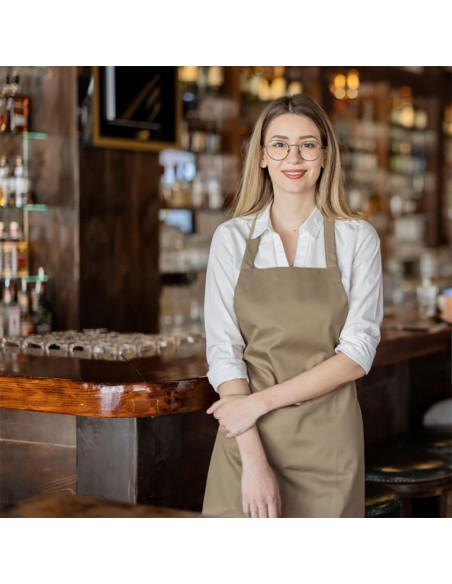 Avental Caqui Profissional Bege Chef Barista Bartender