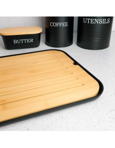 Tabua Migalheira Bambu Preto Bandeja Mesa Paes 33cm 2