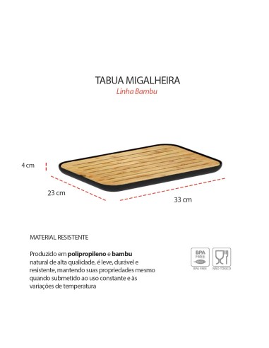 Tabua Migalheira Bambu Preto Bandeja Mesa Paes...