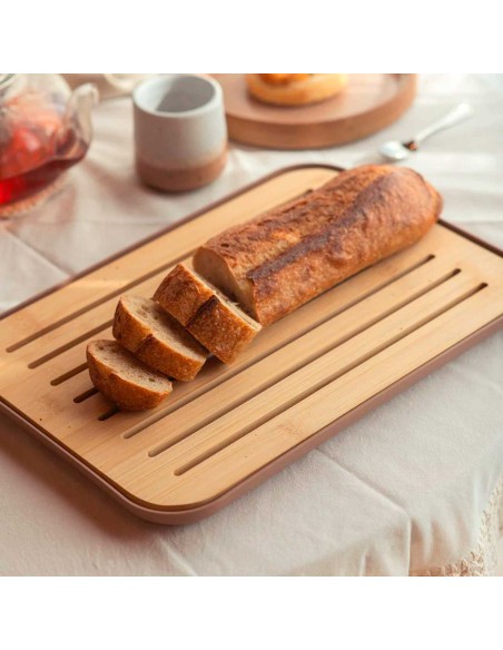 Tabua Migalheira Bambu Marrom Bandeja Mesa Paes 33cm
