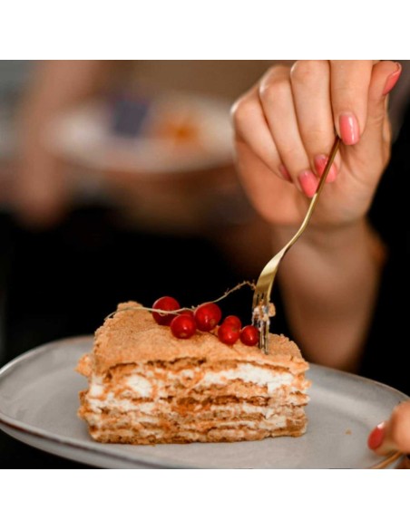 Garfo de Sobremesa Bolo Ostra Frutos do Mar Inox Dourado 6un