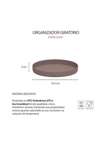 Organizador Giratorio Redondo Marrom Multiuso...