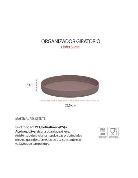 Organizador Giratorio Redondo Marrom Multiuso Porta Temperos