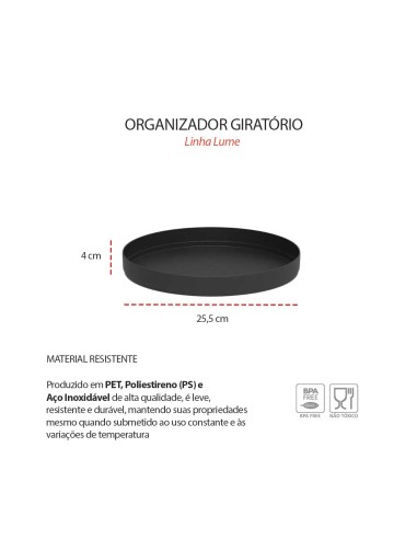 Organizador Giratorio Redondo Preto Multiuso...