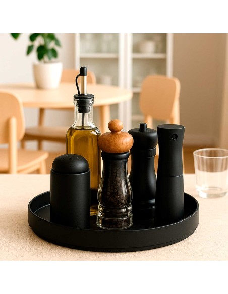 Organizador Giratorio Redondo Preto Multiuso Porta Temperos