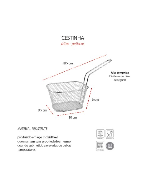 Cestinha Inox Fritas Servir Porçoes Petiscos Bar Restaurante