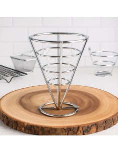 Suporte Cone Aço Inox Fritas Servir Porçoes Petiscos Bar 2