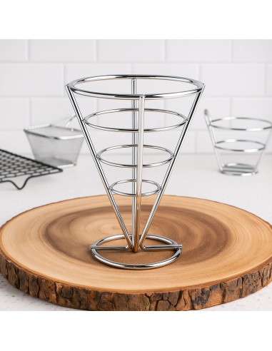Suporte Cone Aço Inox Fritas Servir Porçoes...