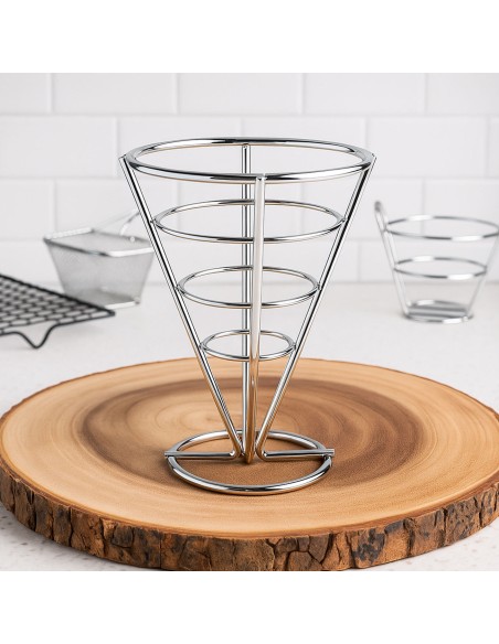 Suporte Cone Aço Inox Fritas Servir Porçoes Petiscos Bar