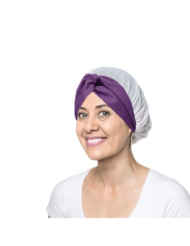 Faixa Cabelo Turbante Roxo Touca Redinha Branca...