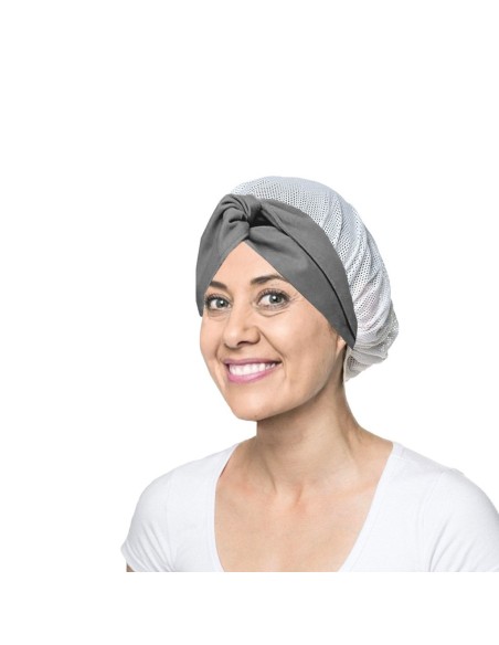 Faixa Cabelo Turbante Cinza Touca Redinha Branca Cozinha