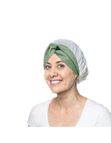 Faixa Cabelo Turbante Verde Touca Redinha Branca Cozinha