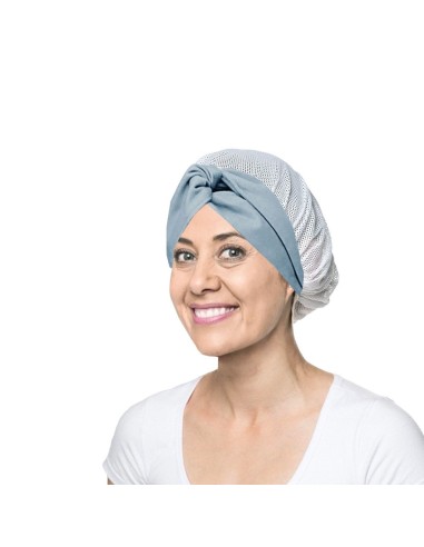Faixa Cabelo Turbante Azul Touca Redinha Branca...