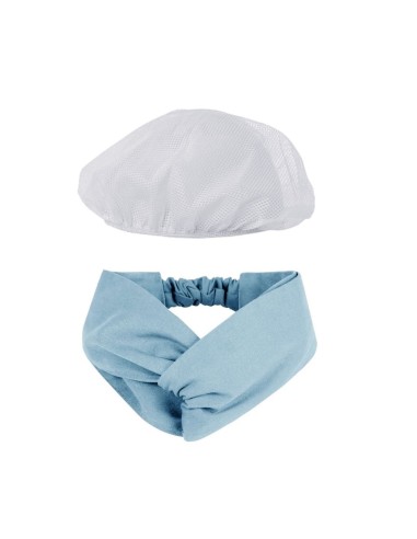 Faixa Cabelo Turbante Azul Touca Redinha Branca...