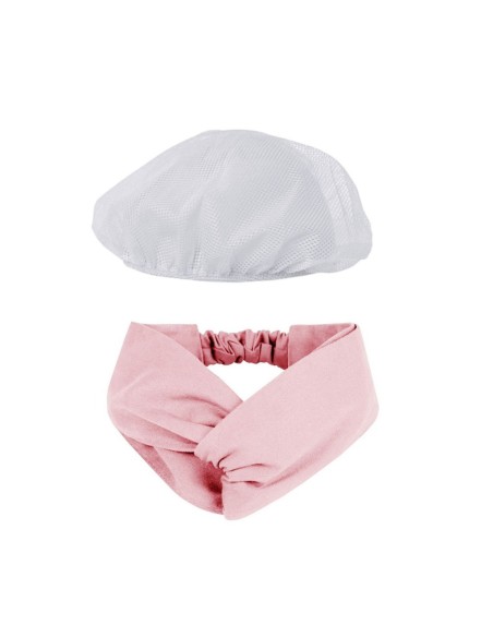 Faixa Cabelo Turbante Rosa Touca Redinha Branca Cozinha