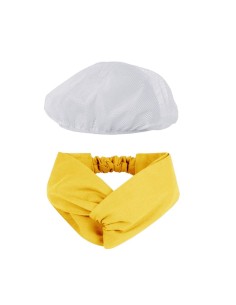 Faixa Cabelo Turbante Amarelo Touca Redinha Branca Cozinha 2
