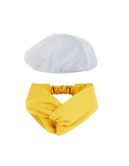 Faixa Cabelo Turbante Amarelo Touca Redinha Branca Cozinha