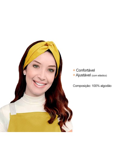 Faixa Cabelo Turbante Amarelo Touca Redinha...