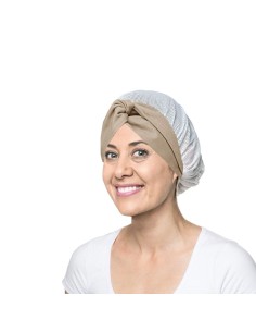 Faixa Cabelo Turbante Bege Touca Redinha Branca Cozinha