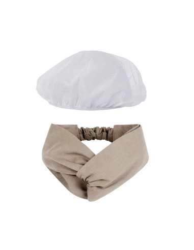 Faixa Cabelo Turbante Bege Touca Redinha Branca...