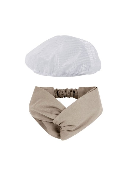 Faixa Cabelo Turbante Bege Touca Redinha Branca Cozinha