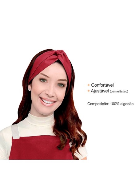 Faixa Cabelo Turbante Vermelho Touca Redinha Preta Cozinha