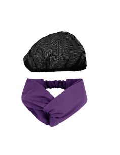 Faixa de Cabelo Turbante Roxo e Touca Redinha Preta Cozinha 2