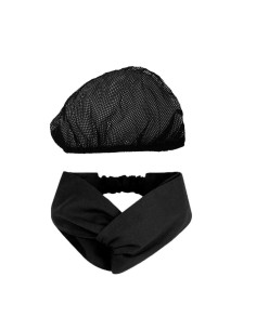 Faixa de Cabelo Turbante e Touca Redinha Preta Cozinha Bar 2