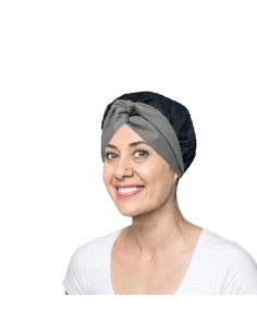 Faixa de Cabelo Turbante Cinza e Touca Redinha Preta Cozinha