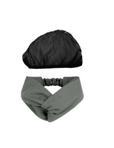 Faixa de Cabelo Turbante Cinza e Touca Redinha Preta Cozinha 2