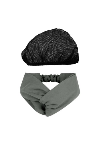 Faixa de Cabelo Turbante Cinza e Touca Redinha...