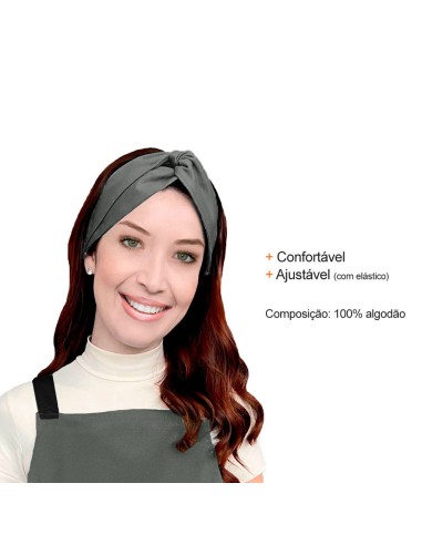 Faixa de Cabelo Turbante Cinza e Touca Redinha...