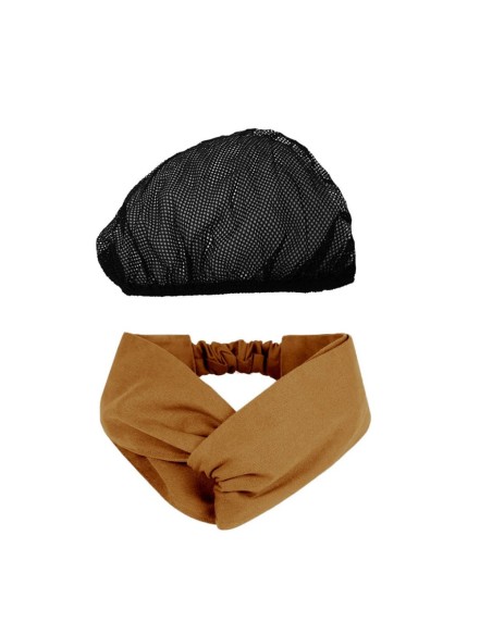 Faixa Cabelo Turbante Mostarda Touca Redinha Preta Cozinha