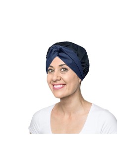 Faixa de Cabelo Turbante Azul e Touca Redinha Preta Cozinha