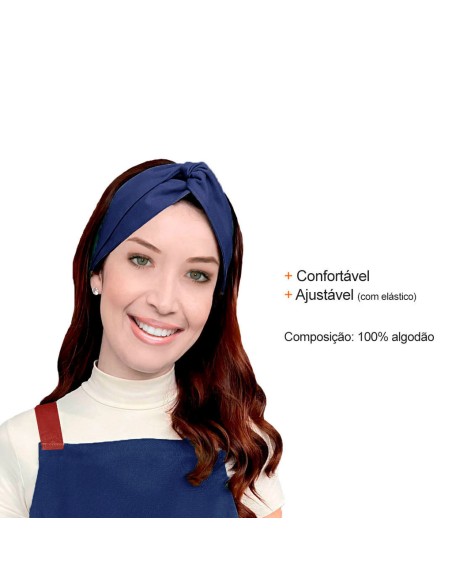Faixa de Cabelo Turbante Azul e Touca Redinha Preta Cozinha