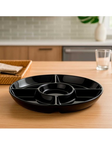 Petisqueira Preta Redonda 5 Divisorias Servir...