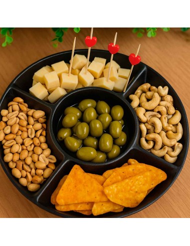 Petisqueira Preta Redonda 5 Divisorias Servir...