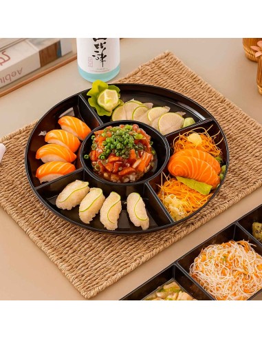 Petisqueira Preta Redonda 5 Divisorias Servir...