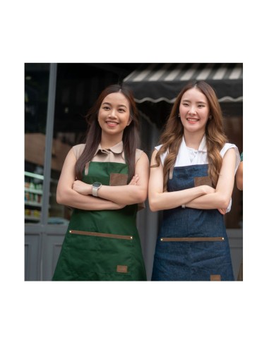 Avental Jeans e Couro Chef de Cozinha Barista...