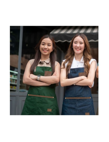 Avental Jeans e Couro Chef de Cozinha Barista Bartender 1un