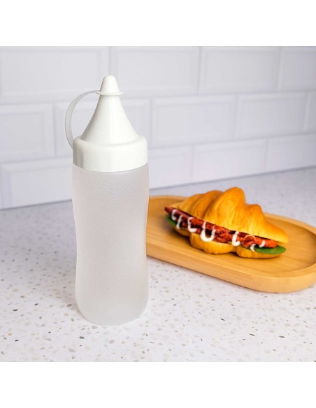 Bisnaga Transparente Tubo Bico Fino Plastico Molhos 240ml