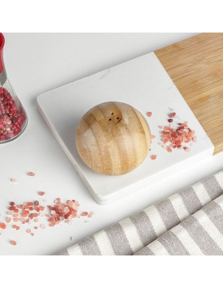 Saleiro Bambu Porta Tempero Condimentos Bola Esferico