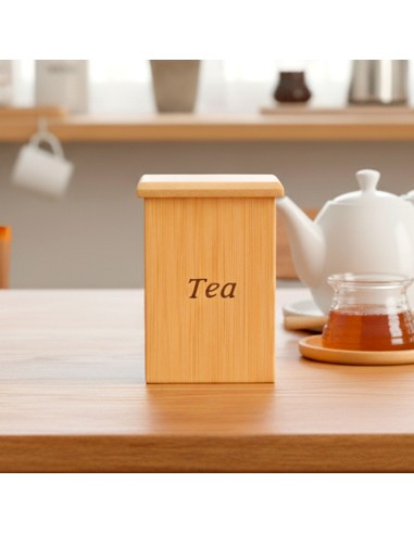 Caixa de Cha Bambu Natural Tampa Organizador...