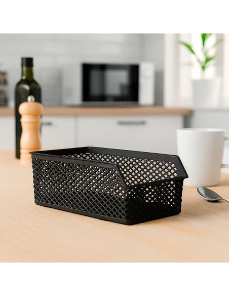 Cesta Empilhavel Organizador Multiuso Preto Cesto Armario