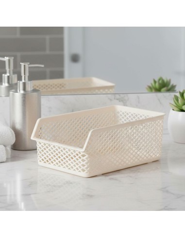 Cesta Empilhavel Organizador Multiuso Creme...