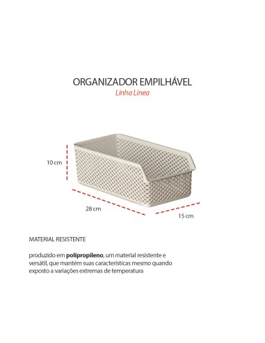 Cesta Empilhavel Organizador Multiuso Creme...