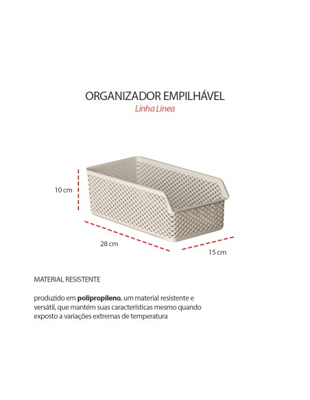 Cesta Empilhavel Organizador Multiuso Creme Cesto Armario