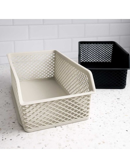 Cesta Empilhavel Organizador Multiuso Creme Cesto Armario